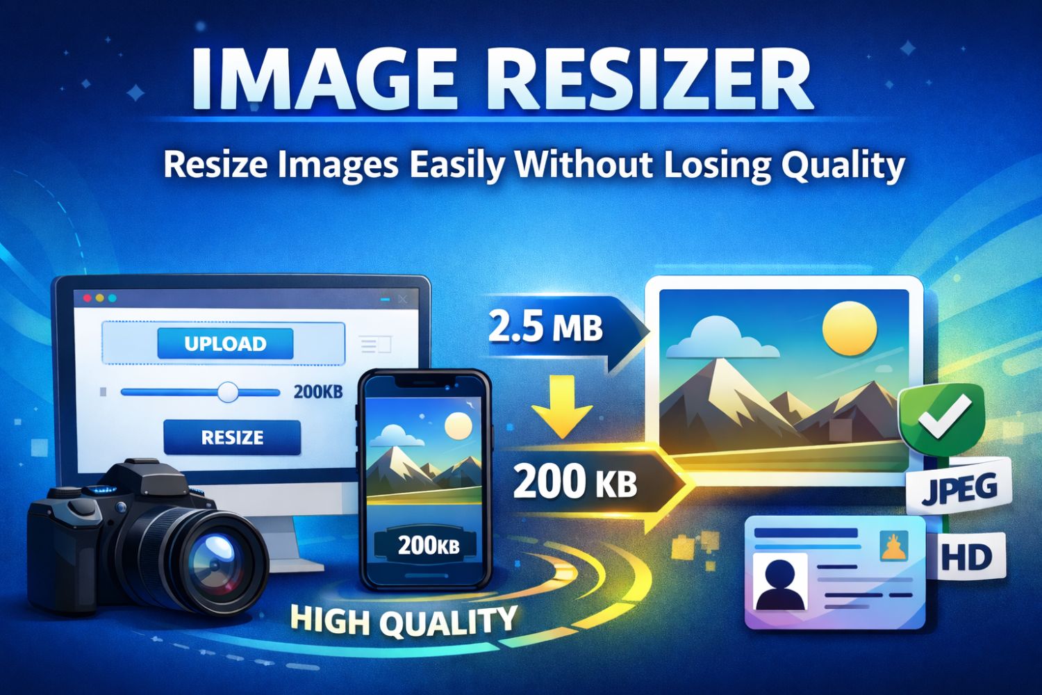 Image Resizer 200KB Online Tool for Forms, Exams