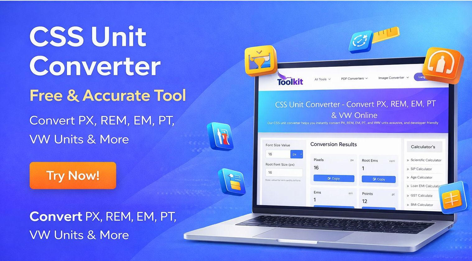 CSS Unit Converter – Convert PX, REM, EM Online